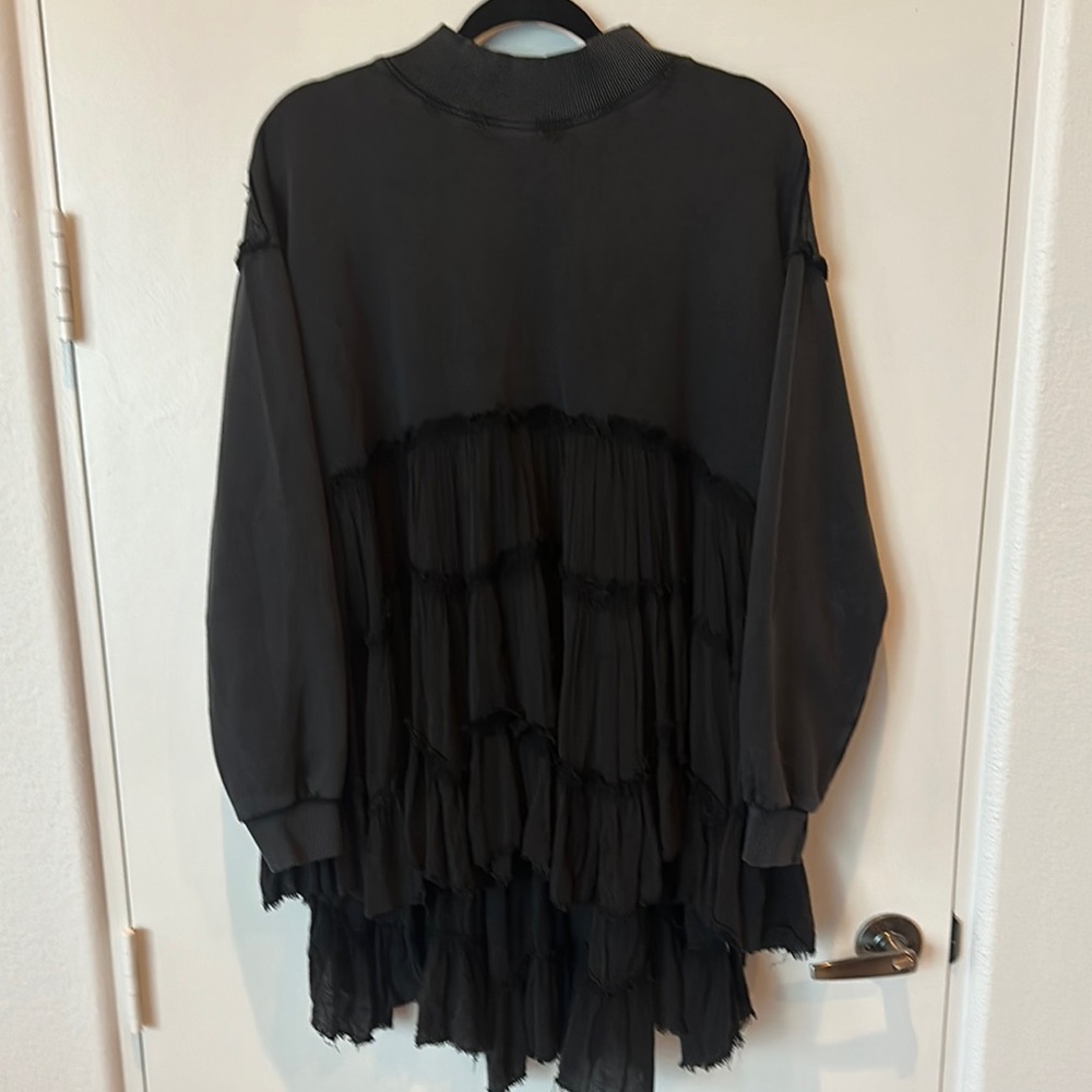 Free People Black Mock Neck Long Sleeve Sweatshirt